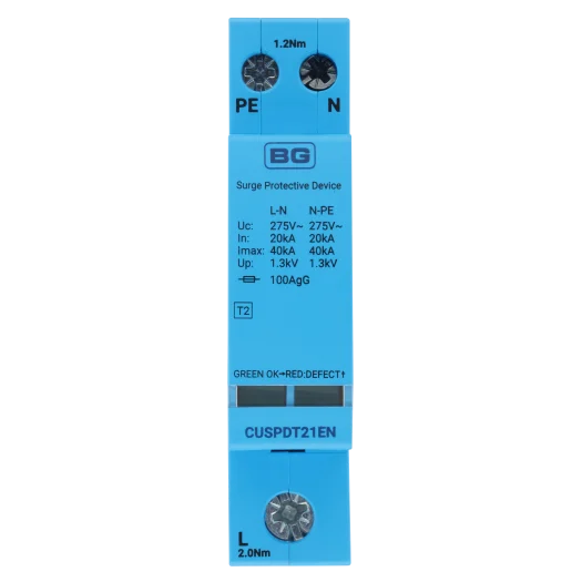 BG CUSPDT21EN Type 2 40kA Single-Module Surge Protection Device for TN-S, PME and TT Systems