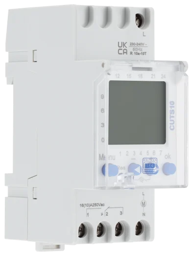 BG CUTS10 16A 7-Day Digital DIN Rail Timer – 1 Channel, 2 Module