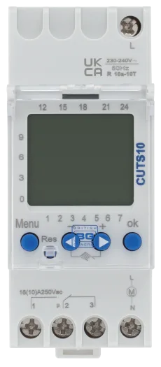 BG CUTS10 16A 7-Day Digital DIN Rail Timer – 1 Channel, 2 Module
