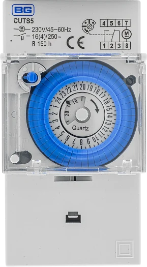 BG CUTS5 16A 24-Hour Analogue DIN Rail Timer – 2 Module