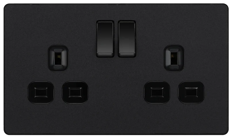 BG Evolve PCDMB22B 13A 2G DP Switched Socket Matt Black
