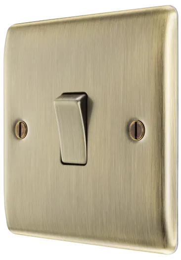 BG Nexus NAB13 20A 16AX 1 Gang Intermediate Rocker Light Switch - Antique Brass