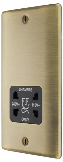 BG Nexus NAB20B 115/240V Dual Voltage Shaver Socket – Black Insert - Antique Brass