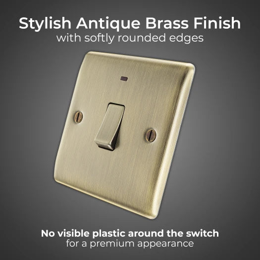 BG Nexus NAB31 20A Double Pole Switch with LED Indicator - Antique Brass