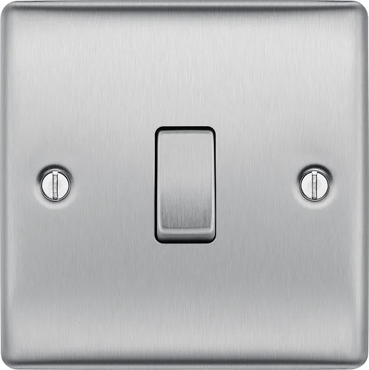 BG Nexus NBS12 1G 2 Way 10A Switch Brushed Stainless