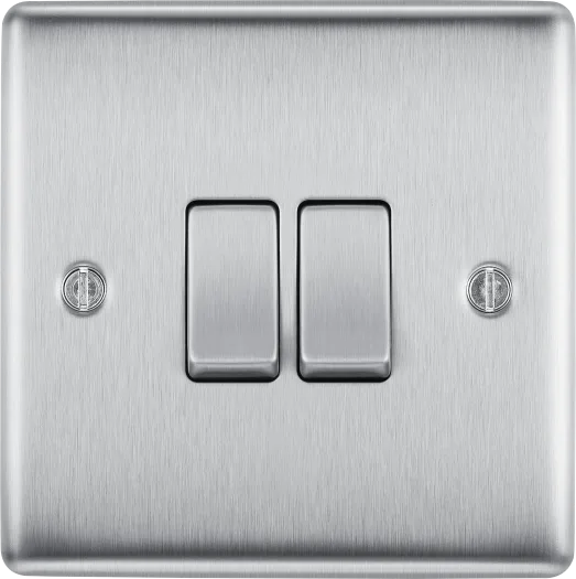 BG Nexus NBS42 2G 2 Way 10A Switch Brushed Stainless