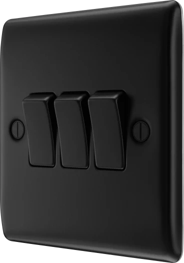 BG Nexus NFB43 3 Gang 2 Way Light Switch - Matt Black