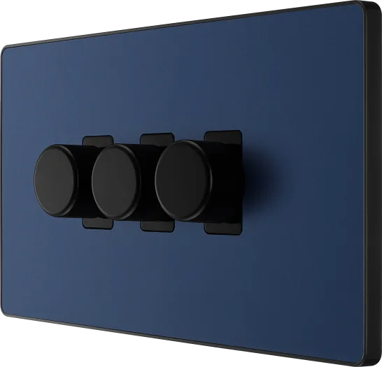 BG Evolve PCDDB83B 3G 2WTriple 100W LED Dimmer Switch - Matt Blue
