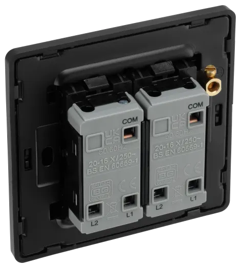 BG Evolve PCDMB42EB 2G 2W Edge-to-Edge Rocker Light Switch - Matt Black