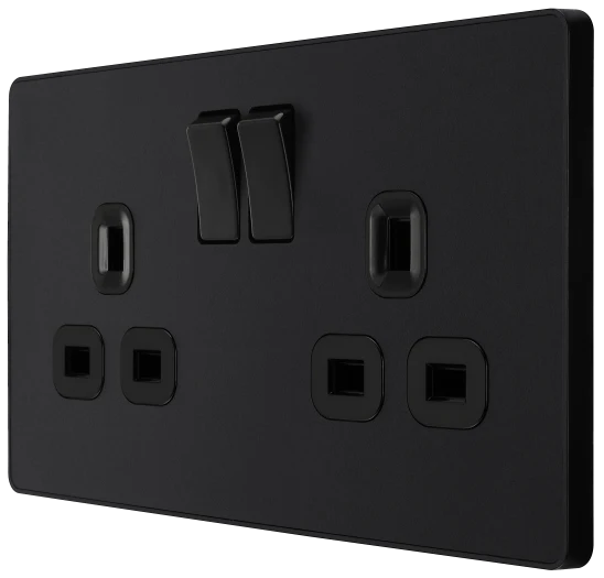 BG Evolve PCDMB22B 13A 2G DP Switched Socket Matt Black
