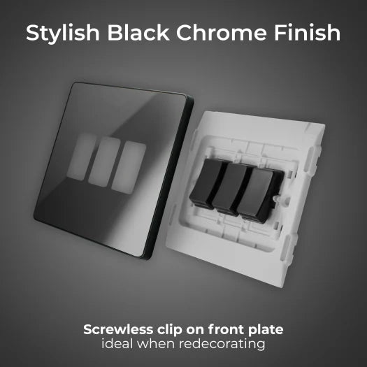 BG Evolve PCDBC43B 20A 16AZ Triple 2-Way Light Switch - Black Chrome