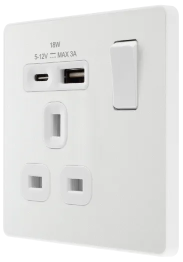 BG Evolve PCDCL21UAC18W-01 13A USB-A and USB-C Socket - Pearlescent White