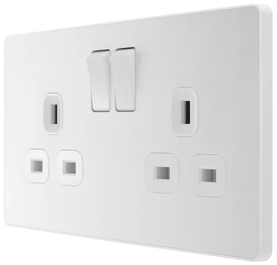 BG PCDCL22W 13A Double Switched Socket - Pearlescent White