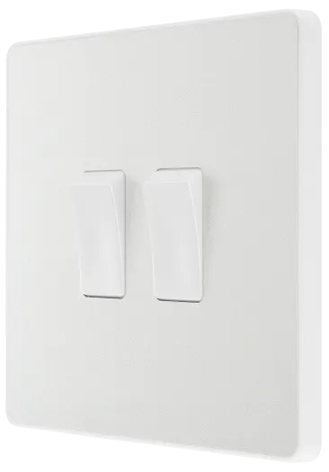 BG PCDCL42W 20A 16AX 2W Double Switch - Pearlescent White