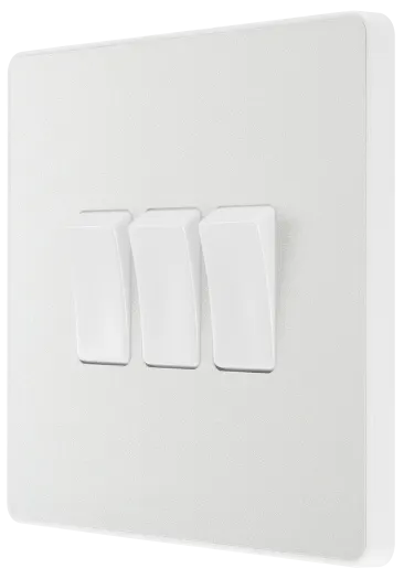 BG Evolve PCDCL43W 20A 16AX Triple 2-Way Light Switch - Pearlescent White