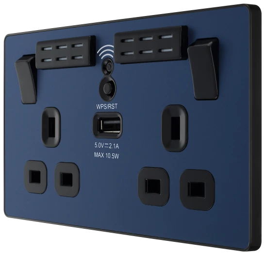 BG Evolve PCDDB22UWRB 13A  Wi-Fi Extender Socket UK - Matt Blue
