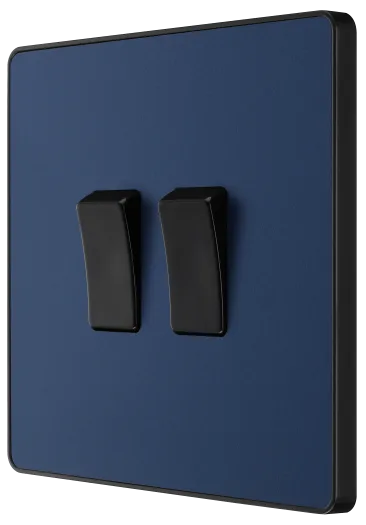BG Evolve PCDDB42B 20A 16AX 2W Double Light Switch - Matt Blue
