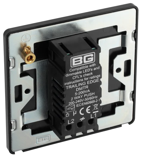 BG Evolve PCDDB81B 1 Gang 2 Way Push Dimmer Switch 200W – 100W LED - Matt Blue