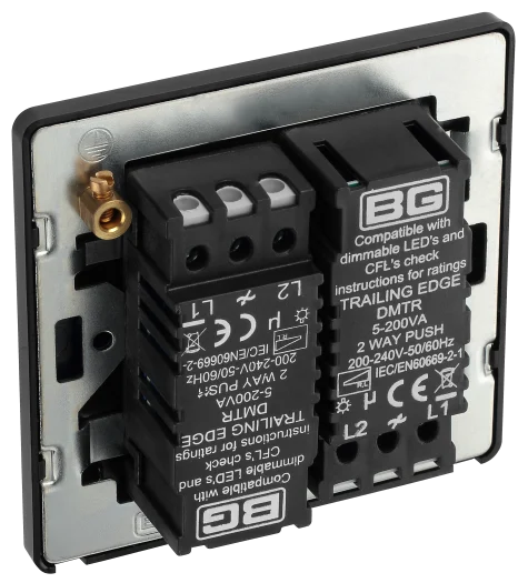 BG Evolve PCDDB82B 2 Gang 2 Way Twin 100W LED Dimmer Switch - Matt Blue