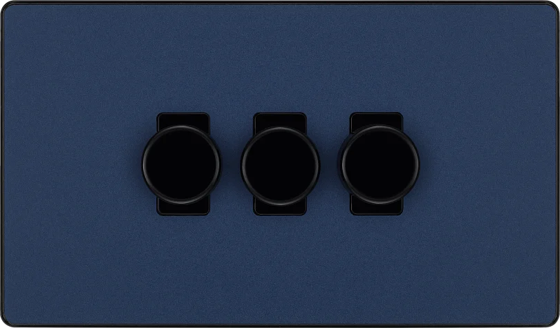 BG Evolve PCDDB83B 3G 2WTriple 100W LED Dimmer Switch - Matt Blue