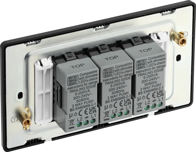 BG Evolve PCDDB83B 3G 2WTriple 100W LED Dimmer Switch - Matt Blue
