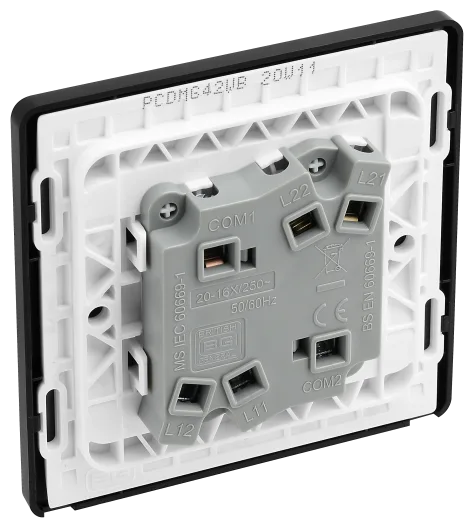 BG Evolve PCDMG42WB 20A Double Wide Rocker Switch - Matt Grey
