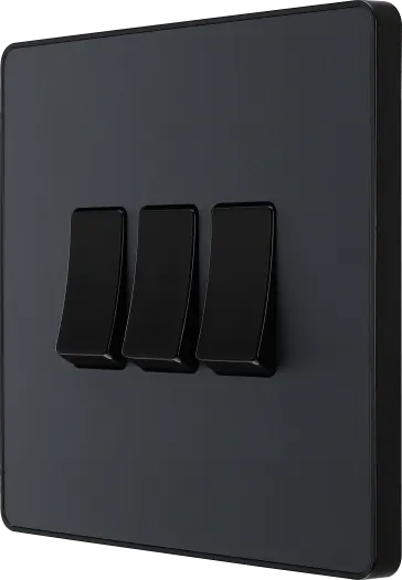 BG Evolve PCDMG43B 20A Triple 2 Way Light Switch - Matt Grey