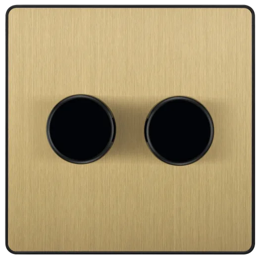 BG Evolve PCDSB82B 2G 2W Twin 100W LED Trailing Edge Dimmer Switch - Satin Brass
