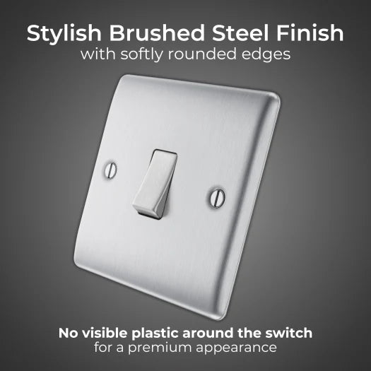 BG Nexus NBS12 1G 2 Way 10A Switch Brushed Stainless