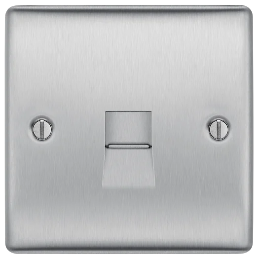 BG Nexus NBSRJ111 Single RJ11 Telephone Socket - Brushed Steel