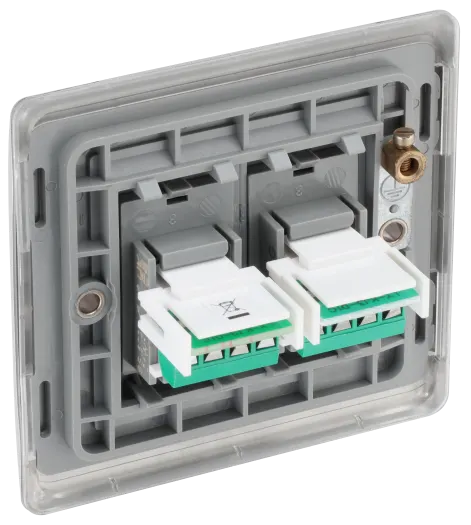 BG Nexus NBSRJ112 Double RJ11 Telephone Socket - Brushed Steel