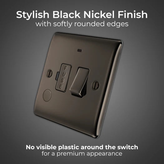 BG Nexus NBN53 13A Switched Fused Spur with LED Indicator & Flex Outlet – Double Pole - Black Nickel