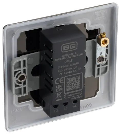 BG Nexus NBN81 200W Trailing Edge LED Dimmer Switch – 1 Gang 2 Way, 100W LED - Black Nickel