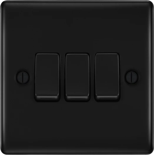 BG Nexus NFB43 3 Gang 2 Way Light Switch - Matt Black
