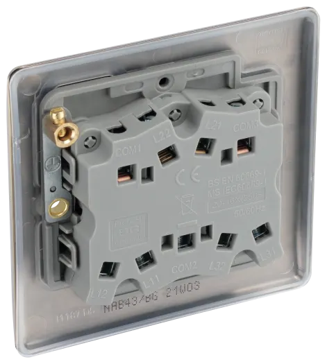 BG Nexus NAB43 20A 16AX 3 Gang 2 Way Rocker Light Switch - Antique Brass