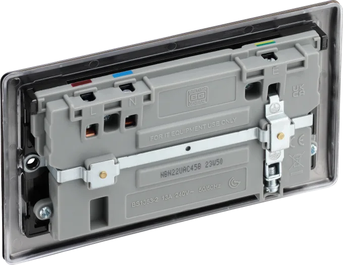 BG Nexus NBN22UAC45B 13A Double Switched Socket with 45W USB-C PD & 30W USB-A Fast Charging