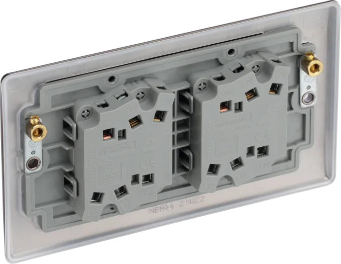BG Nexus NBN44 20A 16AX 4 Gang 2 Way Rocker Light Switch - Black Nickel