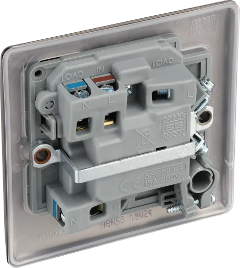 BG Nexus NBN53 13A Switched Fused Spur with LED Indicator & Flex Outlet – Double Pole - Black Nickel