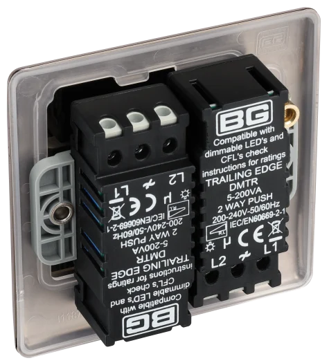 BG Nexus NBN82 2G 2W Trailing Edge LED Dimmer Switch – 2 x 100W LED - Black Nickel