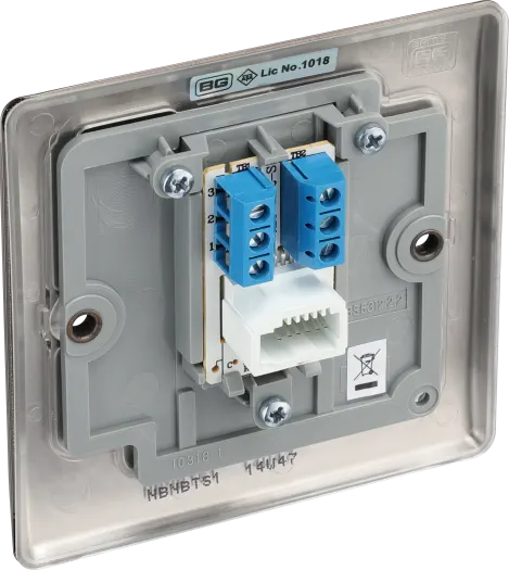 BG Nexus NBNBTS1 Single BT Secondary Telephone Socket – Screw Terminal - Black Nickel