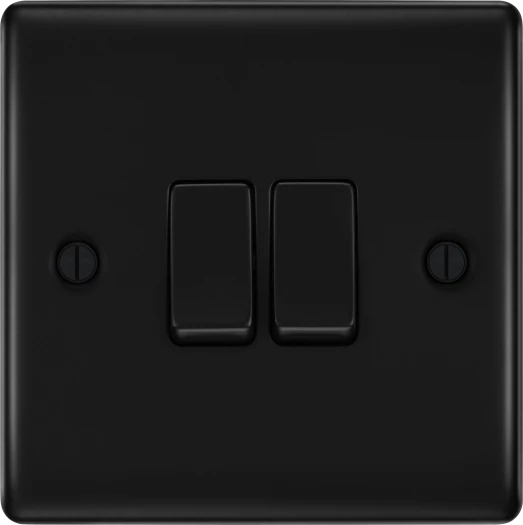 BG Nexus NFB42 2 Gang 2 Way Light Switch - Matt Black
