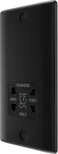 BG Nexus NFB20B Dual Voltage 115V/240V Shaver Socket with Black Insert - Matt Black
