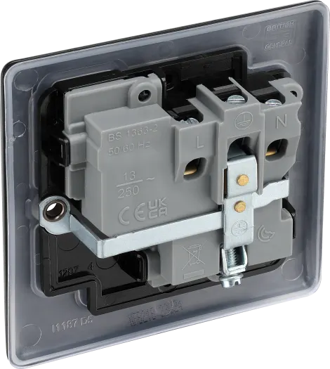 BG Nexus NFB21B 13A Single Switched Socket with Black Insert - Matt Black