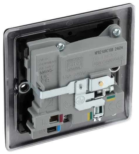 BG Nexus NFB21UAC18B 13A Single Switched Socket with 18W USB-A & USB-C Fast Charging - Matt Black