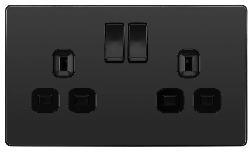 BG Evolve PCDBC22B 13A 2 Gang Switched Double Socket Outlet - Black Chrome