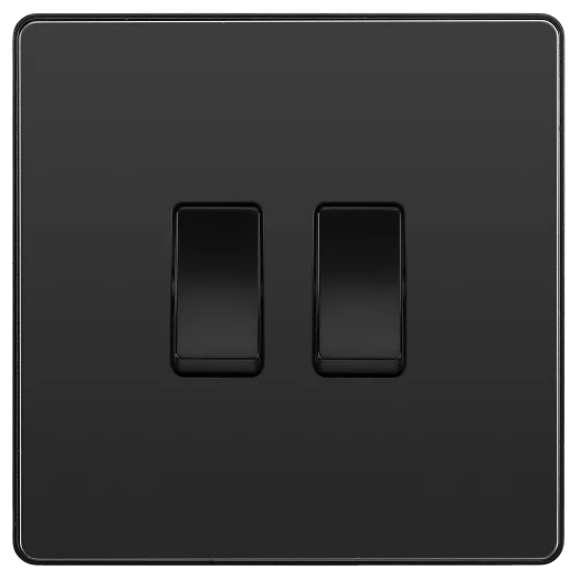 BG Evolve PCDBC42B Double 20A 16AX 2-Way Light Switch - Black Chrome