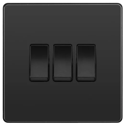 BG Evolve PCDBC43B 20A 16AZ Triple 2-Way Light Switch - Black Chrome