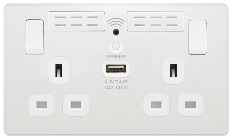BG Evolve PCDCL22UWRW 13A Wi-Fi Double Extender Socket - Pearlescent White