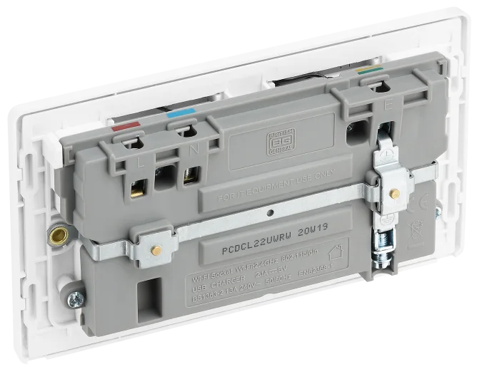 BG Evolve PCDCL22UWRW 13A Wi-Fi Double Extender Socket - Pearlescent White