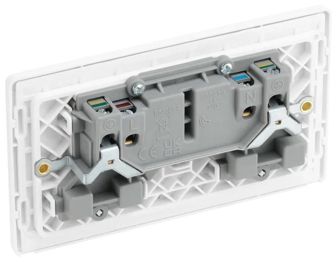 BG PCDCL22W 13A Double Switched Socket - Pearlescent White